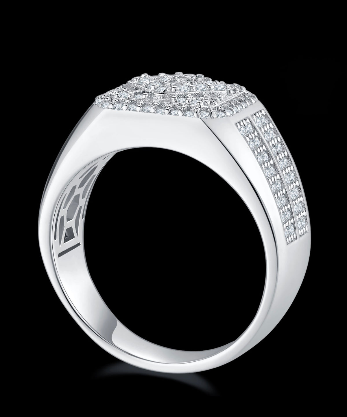Arencibia & Co. Men's Iced Out Moissanite Signet Ring – Solid 925 Sterling Silver