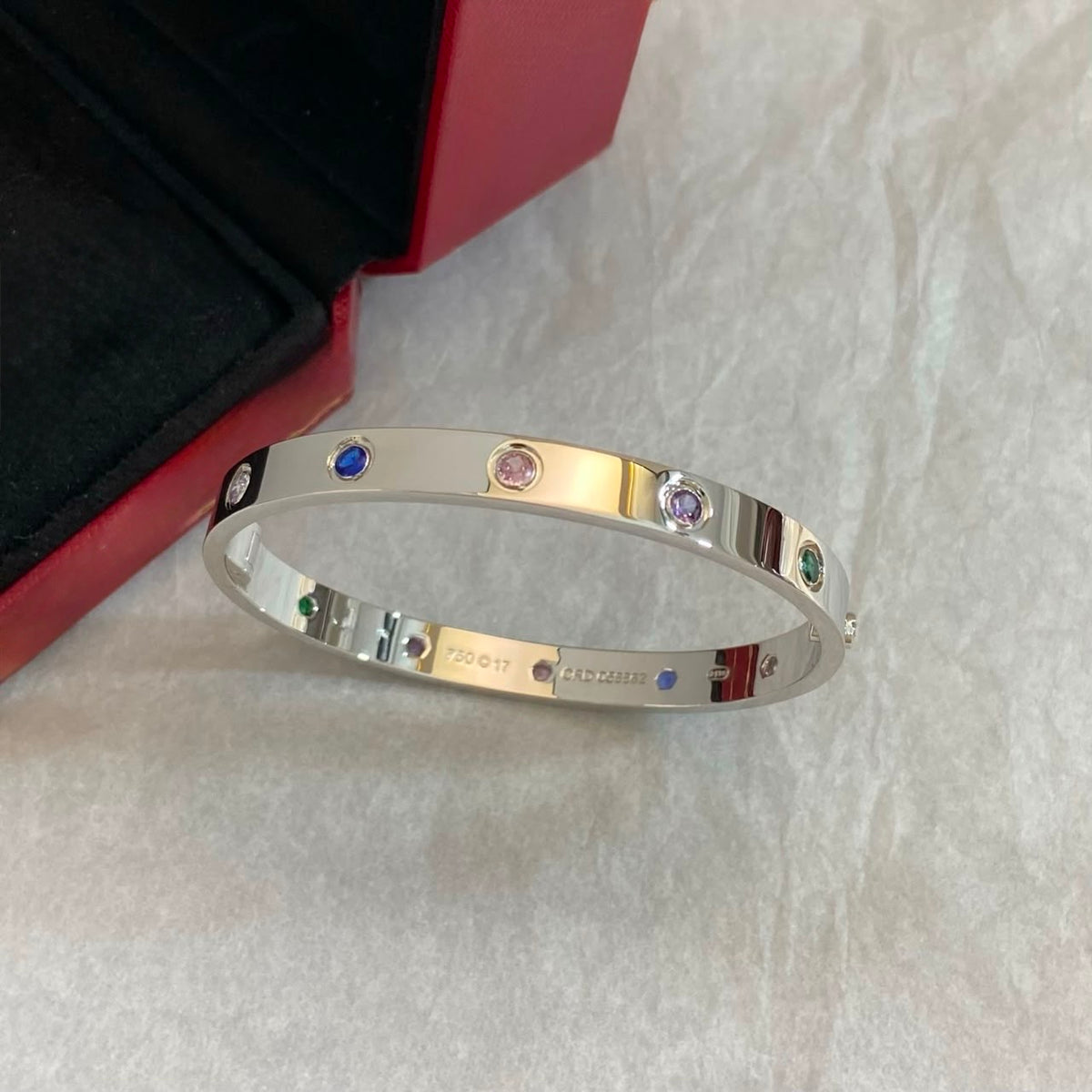 925 Sterling Silver Multicolor Gemstone Oval Bangle – 18K Gold Plated Hinged Bracelet