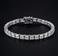 Arencibia & Co. 5mm Princess Cut Moissanite Tennis Bracelet – 925 Sterling Silver Square Link Bracelet