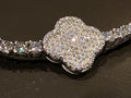 925 Sterling Silver Iced-Out Moissanite 5-Clover Tennis Bracelet – Full Pavé Station Chain (7.5 Inches)