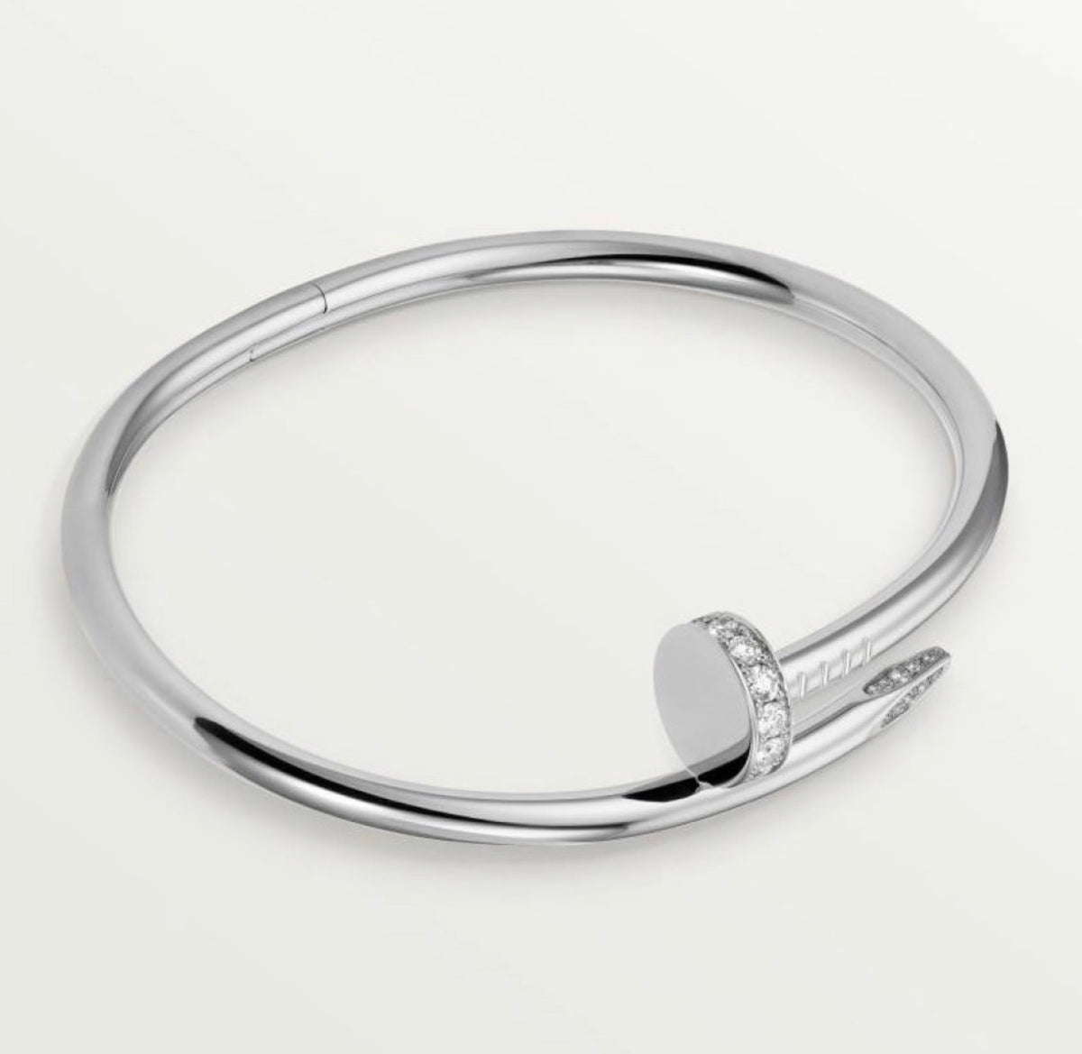 18K Gold Filled Nail Bangle Bracelet with Moissanite Stones (3-5 Microns)