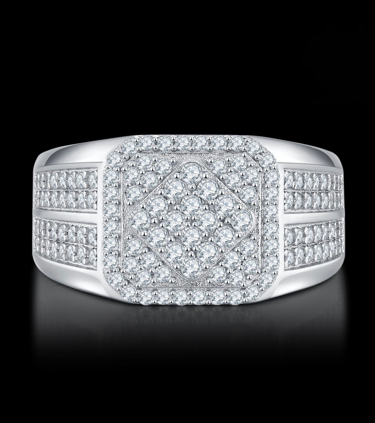 Arencibia & Co. Men's Iced Out Moissanite Signet Ring – Solid 925 Sterling Silver